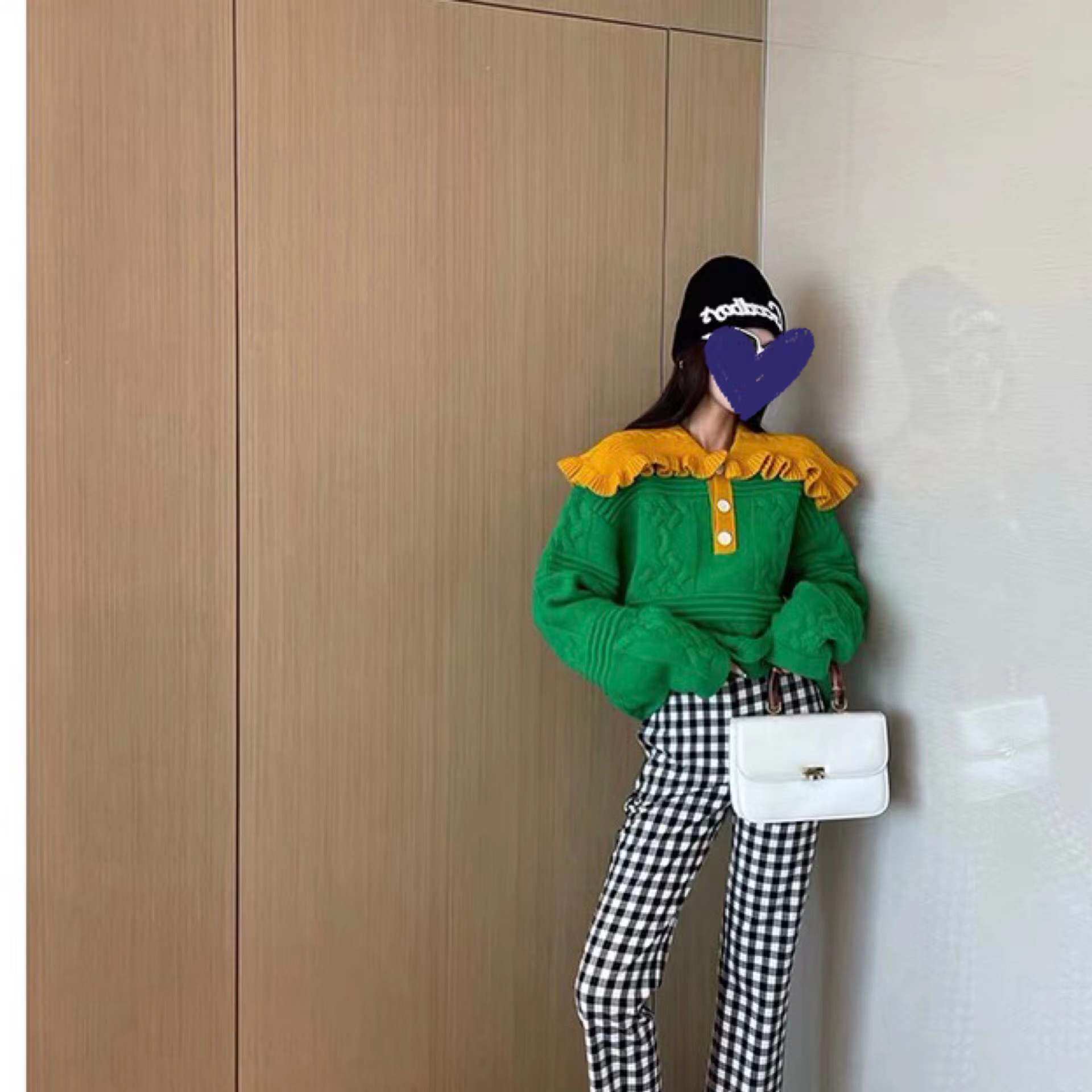 小景家同款  100羊毛 甜系软妹 大翻领披肩针织衫毛衣女