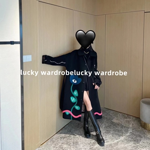 小景家同款 高定重工立体棒针彩色刺绣 茧型OVERSIZE羊毛呢大衣