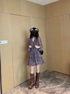 小景家同款 3.5米用料飘逸木耳边碎花连衣裙 内搭19MM桑蚕丝吊带