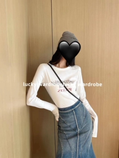 小景家同款 柔而有骨勾勒身形轮廓字母T恤打底王 新疆长绒丝光棉