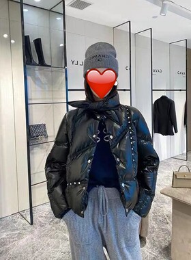 小景家同款 95白鹅绒 214.1G 机车女孩 短款分割羽绒服