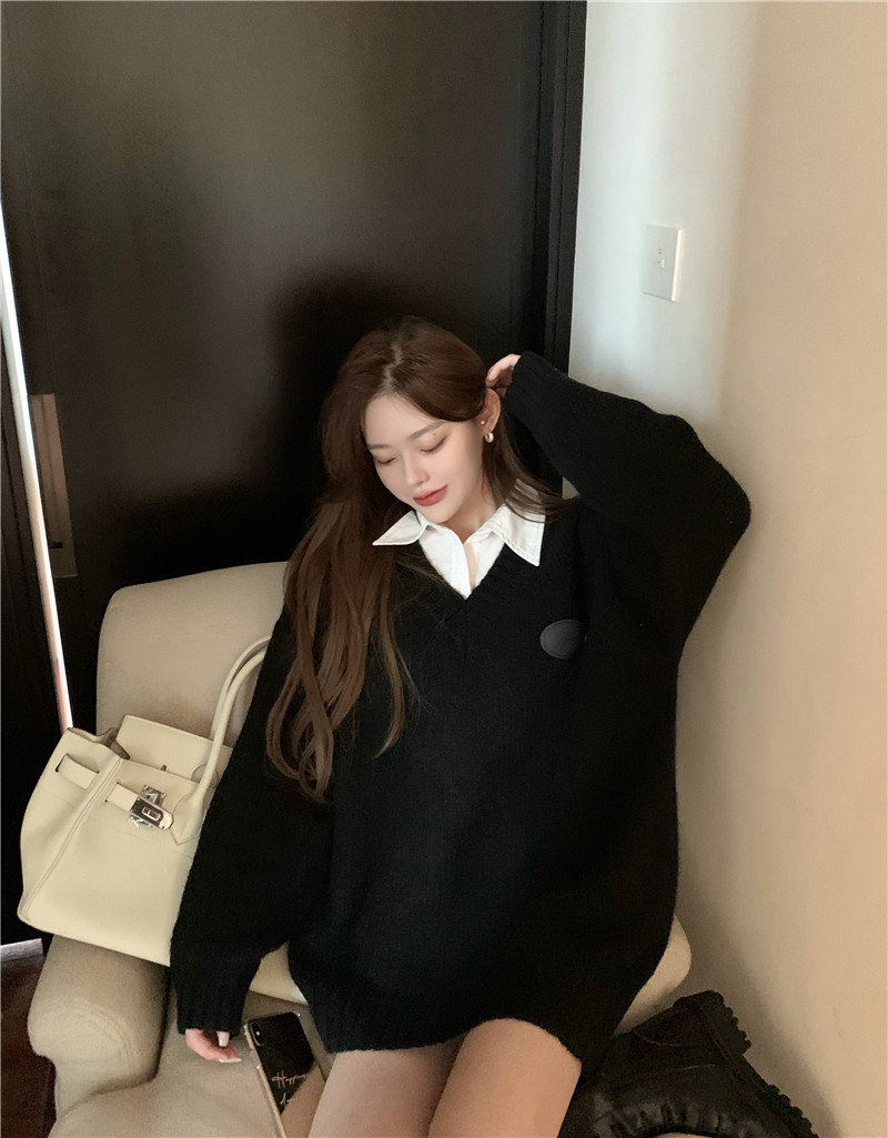 Real price V-neck Pullover Sweater for women autumn winter Korean version