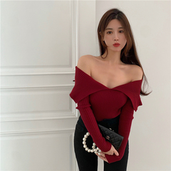 Real price early spring knitwear women's temperament collar sweater bottoming shirt versatile long sleeve