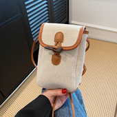 休闲手机包包女士2026新款 轻便单肩斜挎小包迷你帆布包外出小挎包