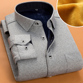加厚加绒保暖衬衫 修身 男士 秋冬季 格子衬衫 男长袖 商务衬衣男寸衫