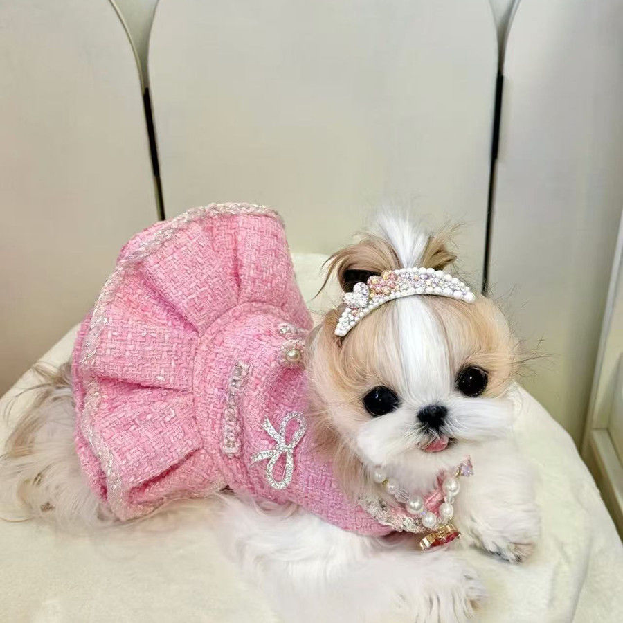 小香风狗狗猫咪衣服网红专用漂亮小裙子约克夏比熊春秋季裙子