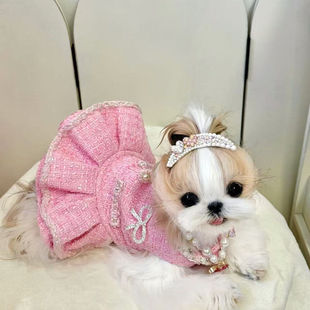 小香风狗狗猫咪衣服网红专用漂亮小裙子约克夏比熊春秋季裙子