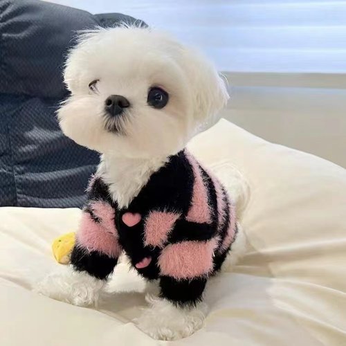 猫咪狗狗春秋黑粉条纹毛衣