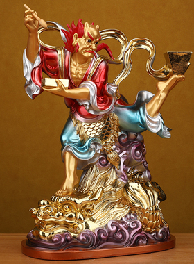 魁星神像铜彩树脂中式摆件金榜题名客厅玄关装饰魁星踢斗状元学位