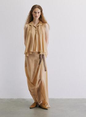 Holypark 24/PF 朦胧仙气清透感铜氨丝衬衫宽松阔腿裤套装