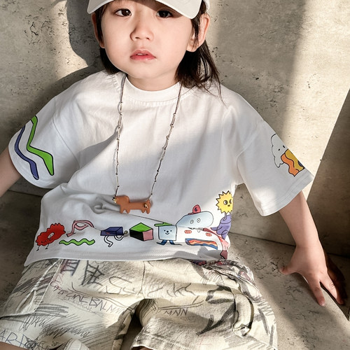 2026新款儿童短袖T恤夏季男童卡通印花上衣宝宝纯棉半袖潮牌夏装