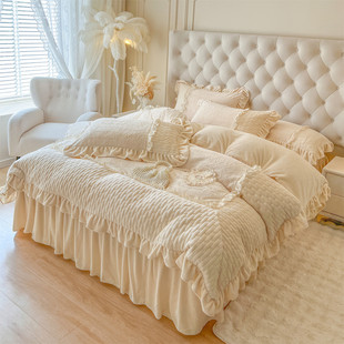 被套花边床品 床裙款 浪漫轻奢冬季 加厚保暖公主风牛奶绒四件套法式