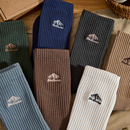 4双佐印袜子男士冬季中筒袜刺绣棉袜运动长袜吸汗防臭男生潮流