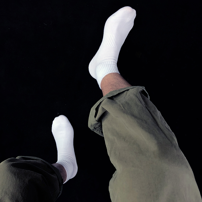 5双短袜男士袜子中筒袜春夏季纯棉运动防臭吸汗短筒袜女白色ins潮-封面