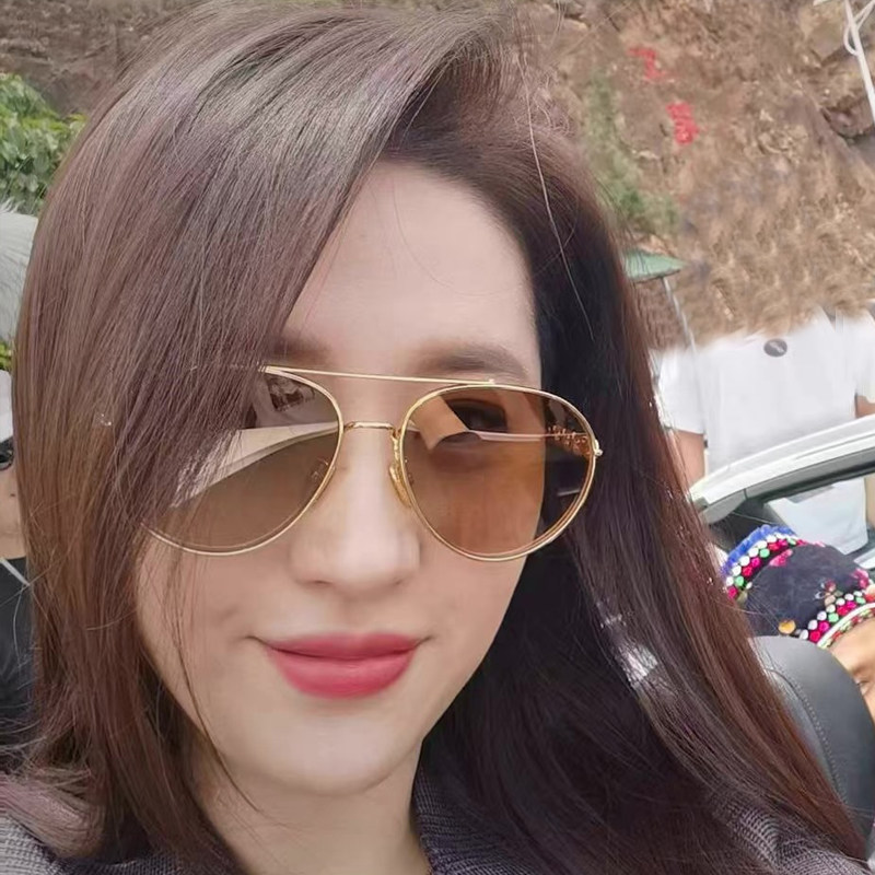 刘亦菲同款墨镜女金属链条茶色近视太阳眼镜去有风的地方许红豆款