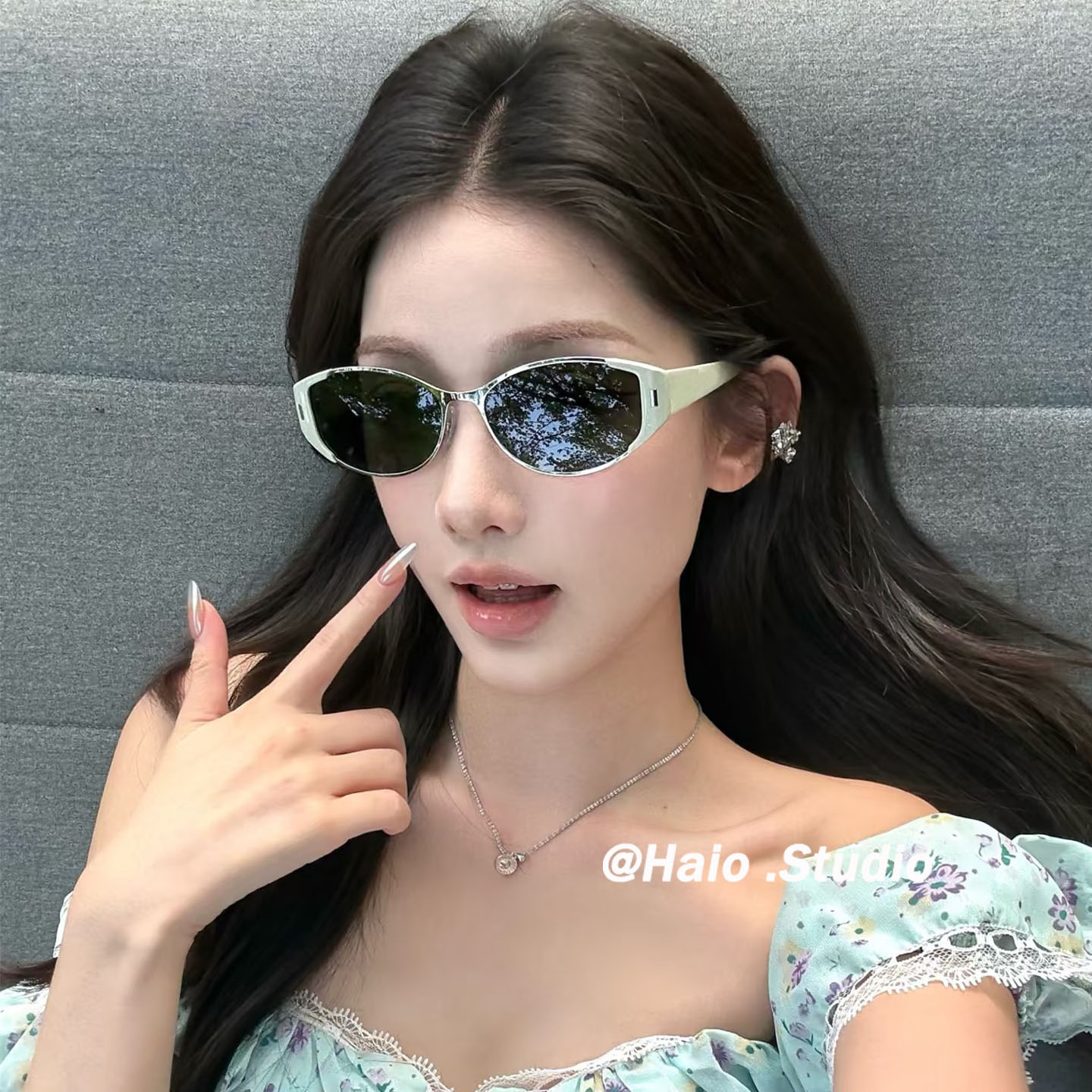 2026新款豆豆镜猫眼墨镜女绿色小框圆脸显瘦防晒防紫外线太阳镜潮