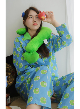 克莱因蓝苹果·Fishhome原创显白纯棉磨毛长袖长裤家居服2025秋冬