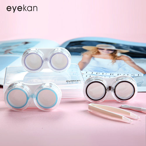 eyekan透明宫格近视眼镜盒双联