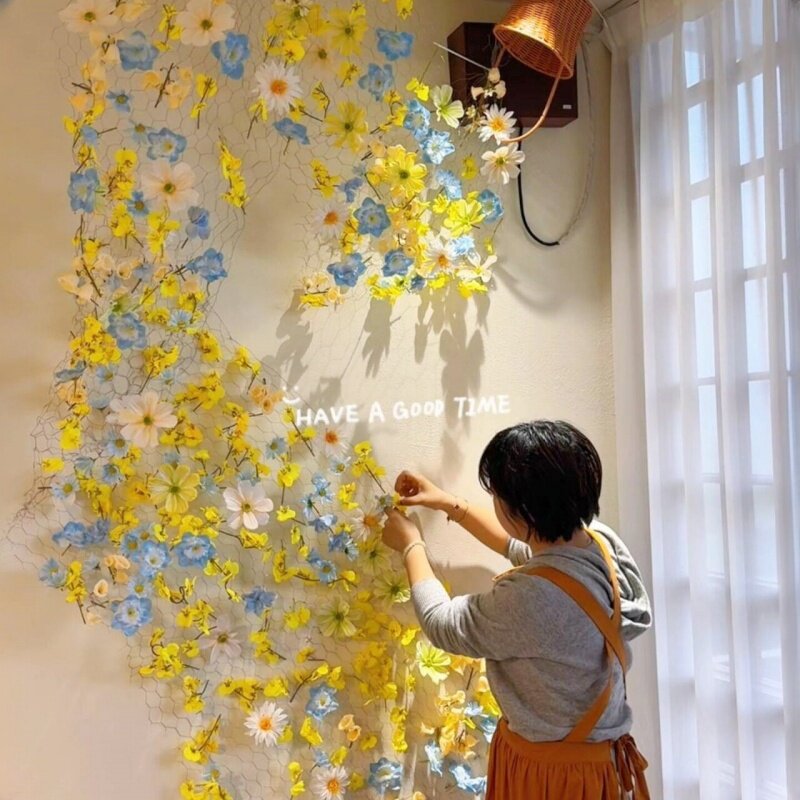 春天场景布置插花铁丝网花艺浮生花墙材料包仿真花墙悬浮花朵装饰