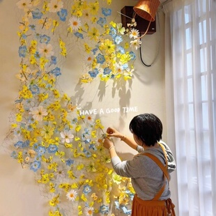 春天场景布置插花铁丝网花艺浮生花墙材料包仿真花墙悬浮花朵装饰