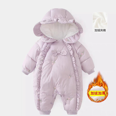 婴儿冬装连体衣服可爱宝宝超萌公主洋气保暖棉服小月龄棉衣