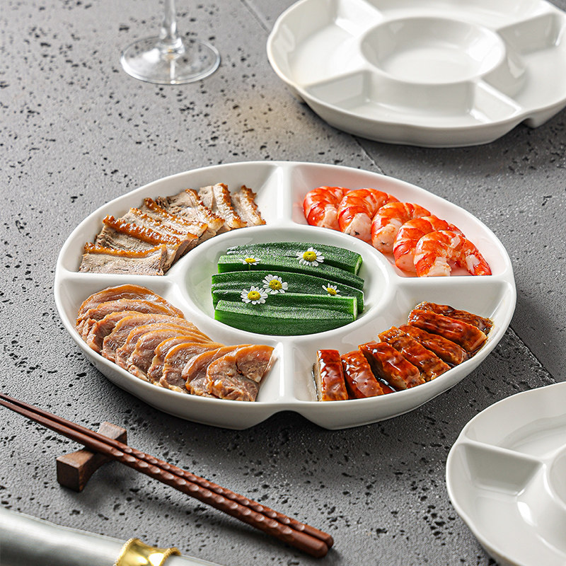 卤水陶瓷盘子餐盘五分格小吃拼盘水果多格家用干果点心盘酒店饭店,餐饮具,盘,淘宝优惠券,粉丝福利购,淘宝优惠卷