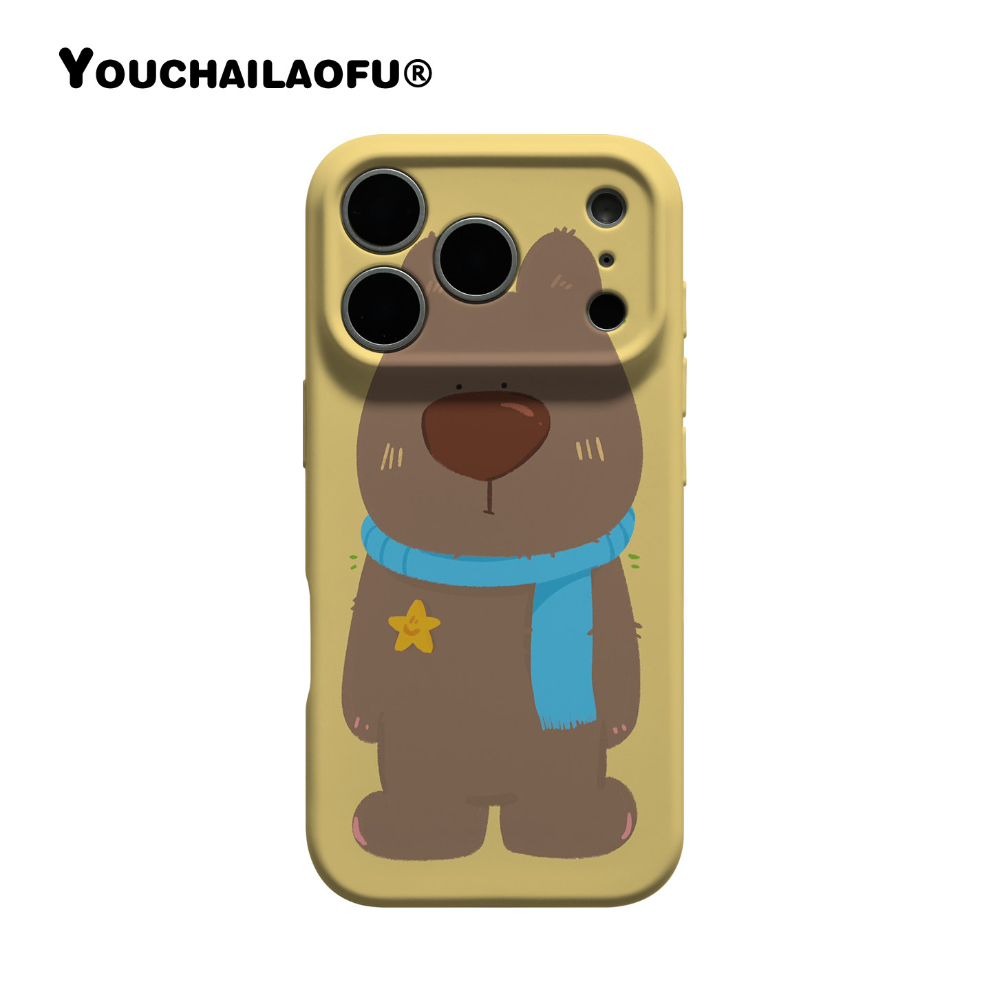 韩国ins可爱呆萌围巾小熊适用iphone17promax手机壳苹果16小众卡通15pro憨憨大头熊14新款全包13防摔保护软壳