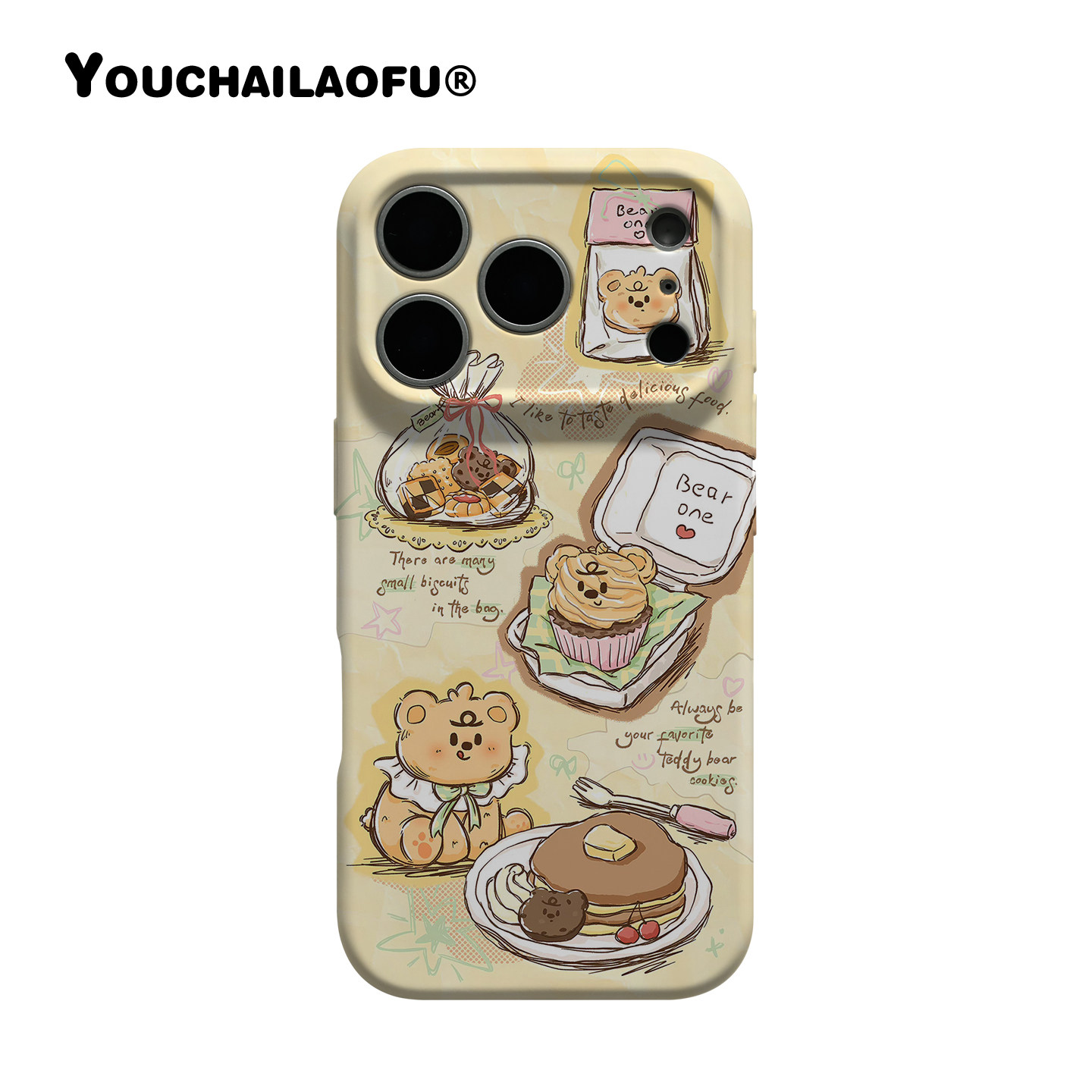 韩国ins奶萌小熊蛋糕甜点适用iphone17promax手机壳苹果16可爱袋装饼干15pro原创插画14全包软壳13防摔保护套
