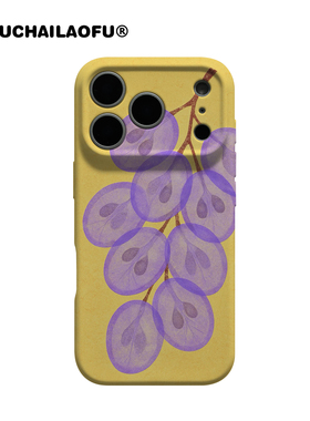 原创夏日ins紫色葡萄切片适用iPhone17promax全包精孔手机壳17pro超美撞色水果16苹果15小众14磨砂软壳保护套