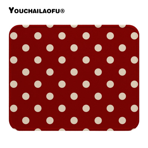 复古红色波点防滑鼠标垫