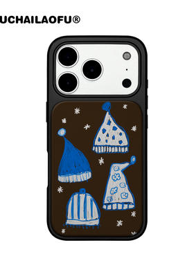 秋冬咖色ins高级感针织帽适用iphone17promax磁吸手机壳苹果16pro创意15圆顶14尖尖帽13全包黑框磨砂12保护壳