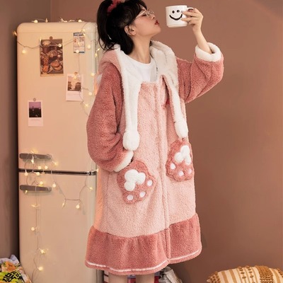 玲娜贝儿珊瑚绒睡衣女秋冬款2025新款睡袍睡裙加绒加厚家居服可爱