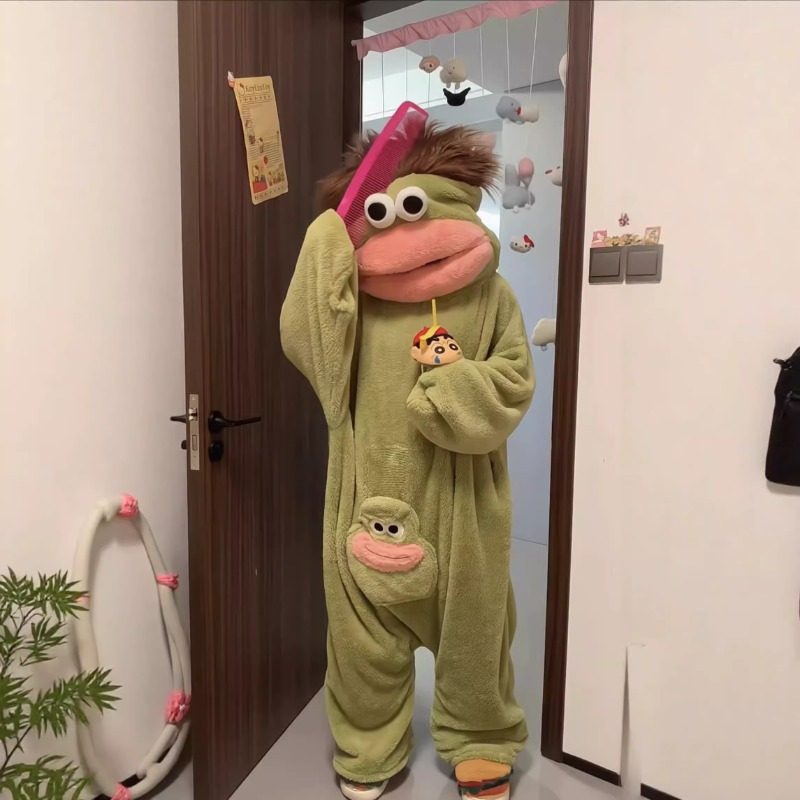 大嘴怪睡衣女珊瑚绒冬季加厚连体卡通搞怪抽象情侣丑鱼睡袍可外穿,女士内衣/男士内衣/家居服,睡袍/浴袍,淘宝优惠券,粉丝福利购,淘宝优惠卷