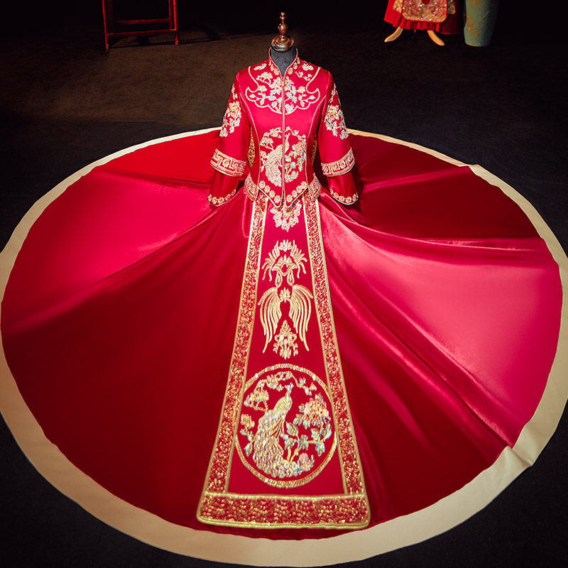 新娘秀禾服2020新款结婚中式婚纱礼服新娘服女出阁服小个子秋秀禾