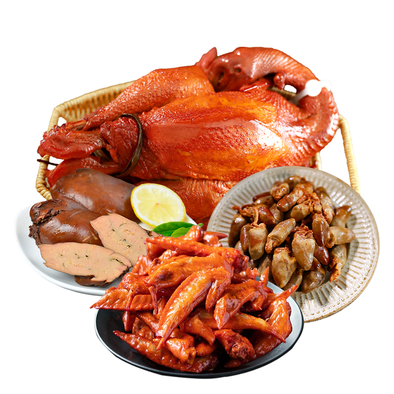 沟帮子熏鸡小食组合1340g落锅鸡熏鸡翅尖鸡肝鸡心 追剧零食下酒菜