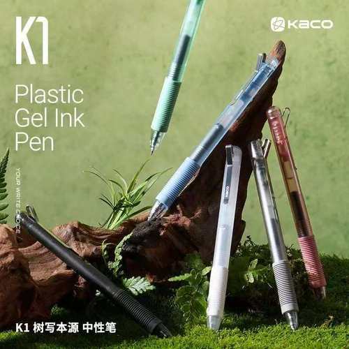 KACO K1树写本源中性笔ST双珠笔头黑色透明水笔按动速干签字笔0.5
