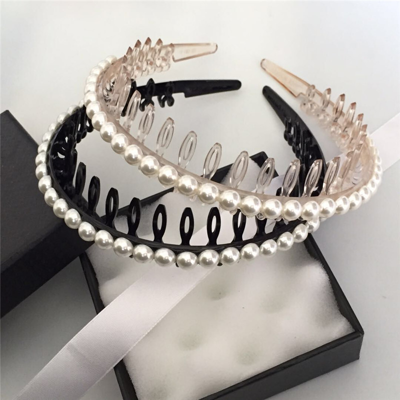 韩国进口轻奢网红珍珠带齿发箍女