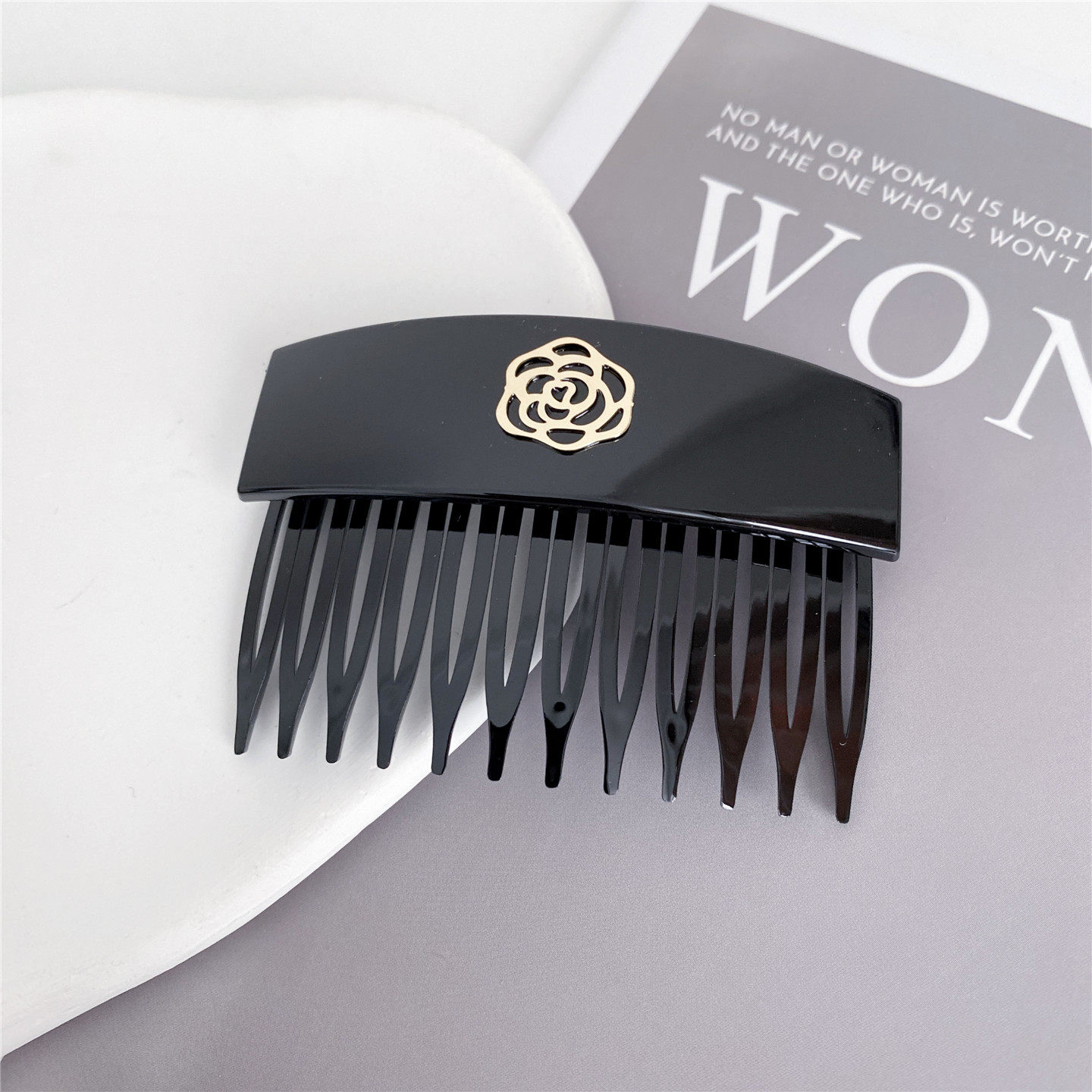 韩国原装进口山茶花倒插梳小号时尚大气H字母公主头刘海边夹齿梳,饰品/流行首饰/时尚饰品新,发饰,淘宝优惠券,粉丝福利购,淘宝优惠卷