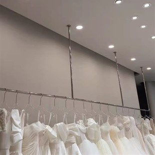 不锈钢婚纱吊架 吊顶悬挂礼服架子服装店上墙u型挂衣杆拉丝银定制
