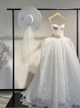 黑色落地婚纱展示架礼服架子汉服挂衣架中式秀禾陈列货架头纱挂杆