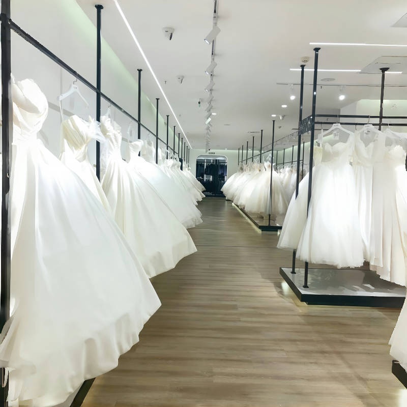 上墙不锈钢拉丝黑钛婚纱悬挂吊架