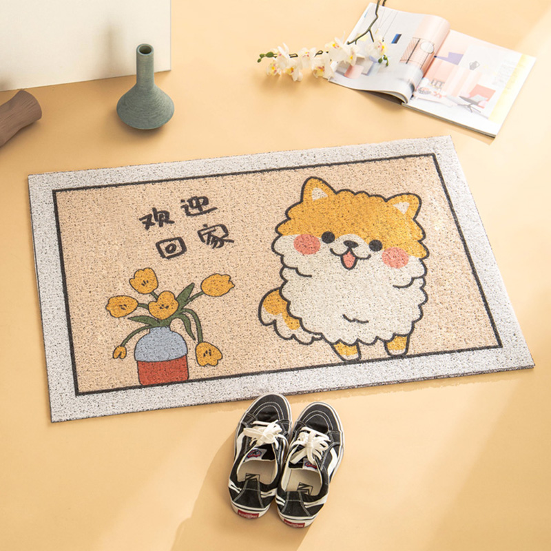 卡通动物家用可裁剪丝圈地垫