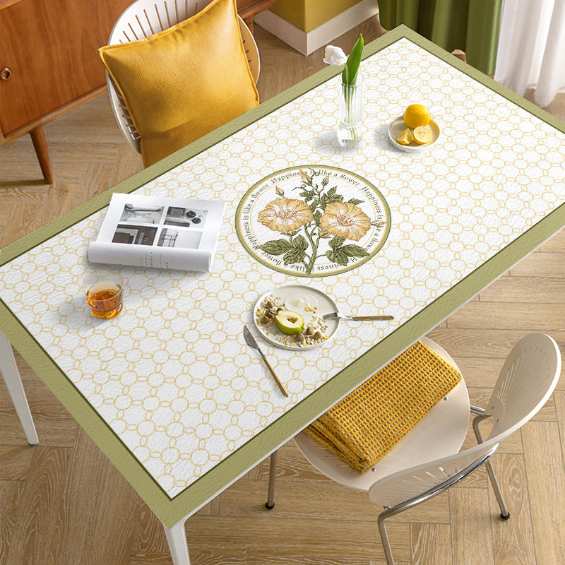 现代花卉桌布防水防油免洗清新简约餐桌垫皮革PVC茶几垫可裁剪