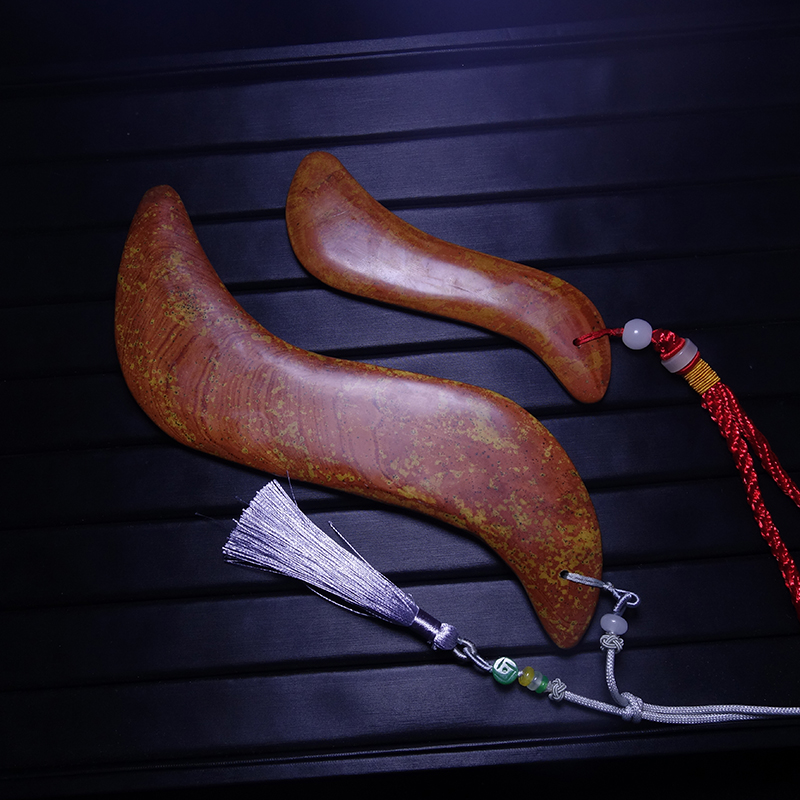 大S刮痧板 泗水红砭石S型刮痧板颈部脸部腿部身体刮痧浮石