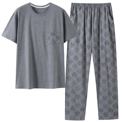 纯棉睡衣男款短袖夏季套头家居服