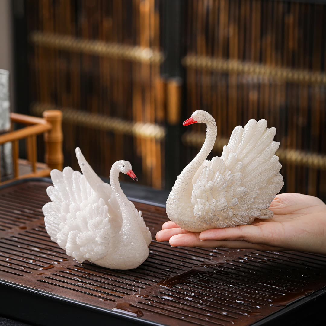 变色天鹅树脂茶宠摆件