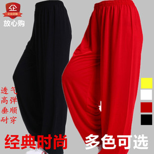 儿童武术灯笼裤夏季薄款高弹练功裤男女童太极武术演出棉绸防蚊裤