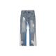 micro cross Women leather patchwork flared jeans