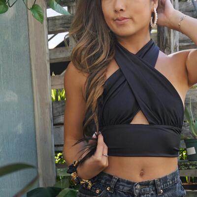 Sleeveless backless hollow out front cross exposed navel