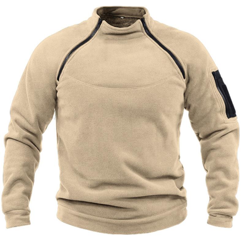 Thick fleece stand up collar men's outdoor warm men's hoodie
